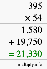 How to calculate 395 times 54 using long multiplication How to calculate 395 times 54 using long multiplication