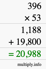 How to calculate 396 times 53 using long multiplication How to calculate 396 times 53 using long multiplication