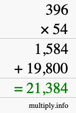 How to calculate 396 times 54 using long multiplication How to calculate 396 times 54 using long multiplication