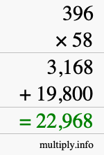 How to calculate 396 times 58 using long multiplication How to calculate 396 times 58 using long multiplication