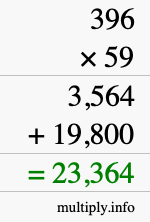 How to calculate 396 times 59 using long multiplication