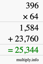 How to calculate 396 times 64 using long multiplication How to calculate 396 times 64 using long multiplication