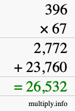 How to calculate 396 times 67 using long multiplication How to calculate 396 times 67 using long multiplication