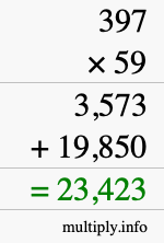 How to calculate 397 times 59 using long multiplication