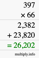 How to calculate 397 times 66 using long multiplication