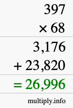 How to calculate 397 times 68 using long multiplication