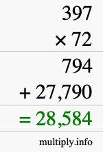 How to calculate 397 times 72 using long multiplication How to calculate 397 times 72 using long multiplication