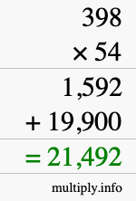 How to calculate 398 times 54 using long multiplication How to calculate 398 times 54 using long multiplication