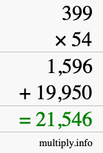 How to calculate 399 times 54 using long multiplication How to calculate 399 times 54 using long multiplication