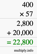 How to calculate 400 times 57 using long multiplication