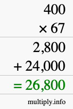 How to calculate 400 times 67 using long multiplication How to calculate 400 times 67 using long multiplication