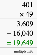 How to calculate 401 times 49 using long multiplication
