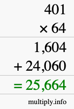How to calculate 401 times 64 using long multiplication How to calculate 401 times 64 using long multiplication
