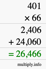 How to calculate 401 times 66 using long multiplication