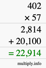 How to calculate 402 times 57 using long multiplication