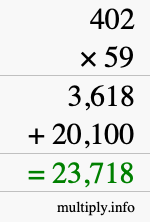 How to calculate 402 times 59 using long multiplication