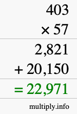 How to calculate 403 times 57 using long multiplication