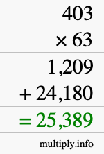 How to calculate 403 times 63 using long multiplication