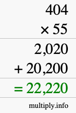 How to calculate 404 times 55 using long multiplication How to calculate 404 times 55 using long multiplication