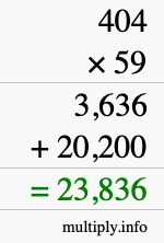 How to calculate 404 times 59 using long multiplication