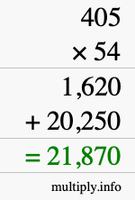 How to calculate 405 times 54 using long multiplication How to calculate 405 times 54 using long multiplication