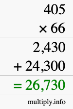 How to calculate 405 times 66 using long multiplication