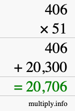 How to calculate 406 times 51 using long multiplication