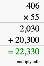 How to calculate 406 times 55 using long multiplication How to calculate 406 times 55 using long multiplication