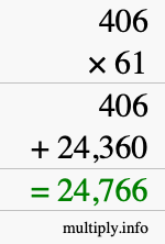 How to calculate 406 times 61 using long multiplication