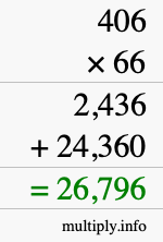 How to calculate 406 times 66 using long multiplication