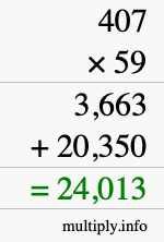 How to calculate 407 times 59 using long multiplication