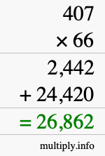 How to calculate 407 times 66 using long multiplication