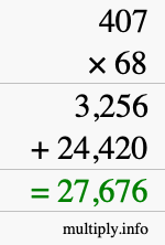 How to calculate 407 times 68 using long multiplication