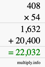 How to calculate 408 times 54 using long multiplication