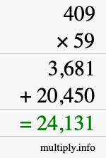 How to calculate 409 times 59 using long multiplication