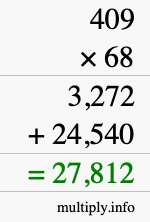 How to calculate 409 times 68 using long multiplication