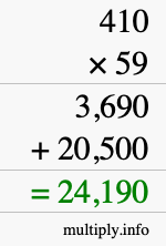 How to calculate 410 times 59 using long multiplication