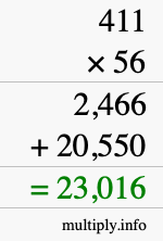 How to calculate 411 times 56 using long multiplication How to calculate 411 times 56 using long multiplication
