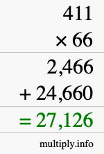 How to calculate 411 times 66 using long multiplication