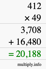How to calculate 412 times 49 using long multiplication