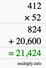 How to calculate 412 times 52 using long multiplication How to calculate 412 times 52 using long multiplication