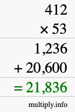 How to calculate 412 times 53 using long multiplication