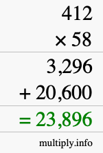 How to calculate 412 times 58 using long multiplication