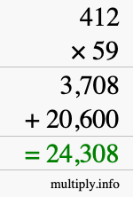 How to calculate 412 times 59 using long multiplication