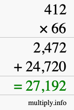 How to calculate 412 times 66 using long multiplication