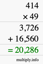 How to calculate 414 times 49 using long multiplication