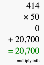 How to calculate 414 times 50 using long multiplication How to calculate 414 times 50 using long multiplication