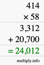 How to calculate 414 times 58 using long multiplication How to calculate 414 times 58 using long multiplication