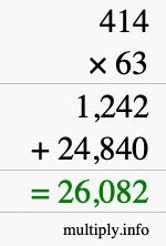 How to calculate 414 times 63 using long multiplication