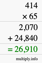 How to calculate 414 times 65 using long multiplication How to calculate 414 times 65 using long multiplication